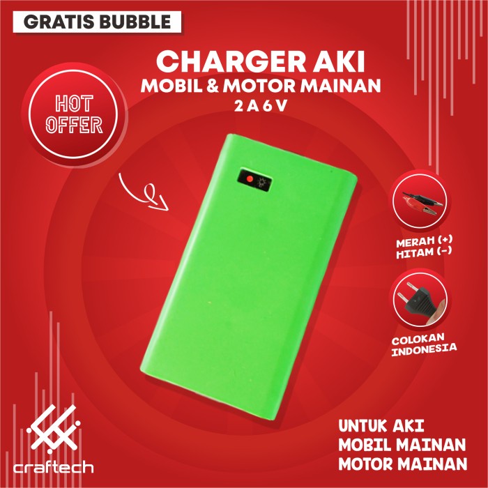 Charger Aki Motor MAINAN Mobil MAINAN 6V 2A Carger Aki Casan Aki
