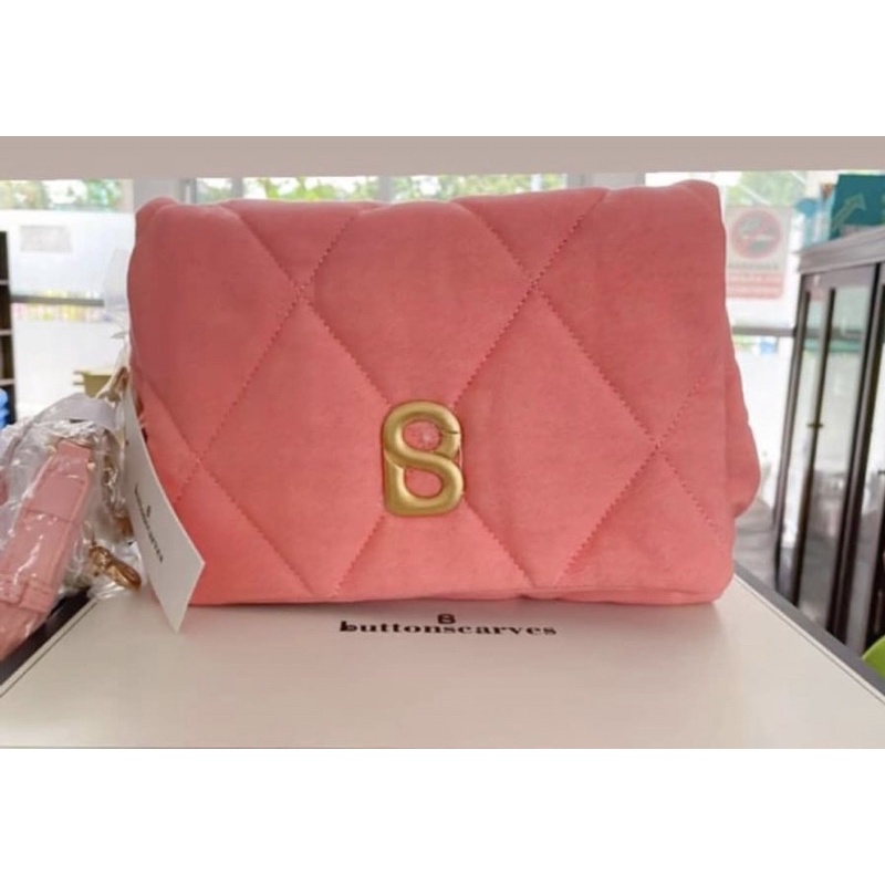 ButtonScarves Zoey denim Bag warna peach