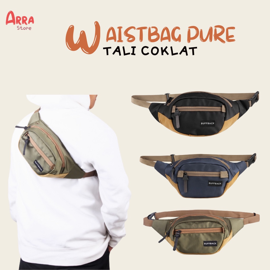 Tas Pinggang Pria Buffback Pure Adventure Simple Tali Coklat (COD)