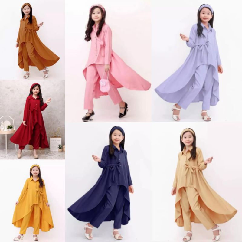 Disa Long Set Tunik Style ABG Usia 8th-13th Setelan Baju Anak Perempuan Remaja Terbaru Fashion Modis