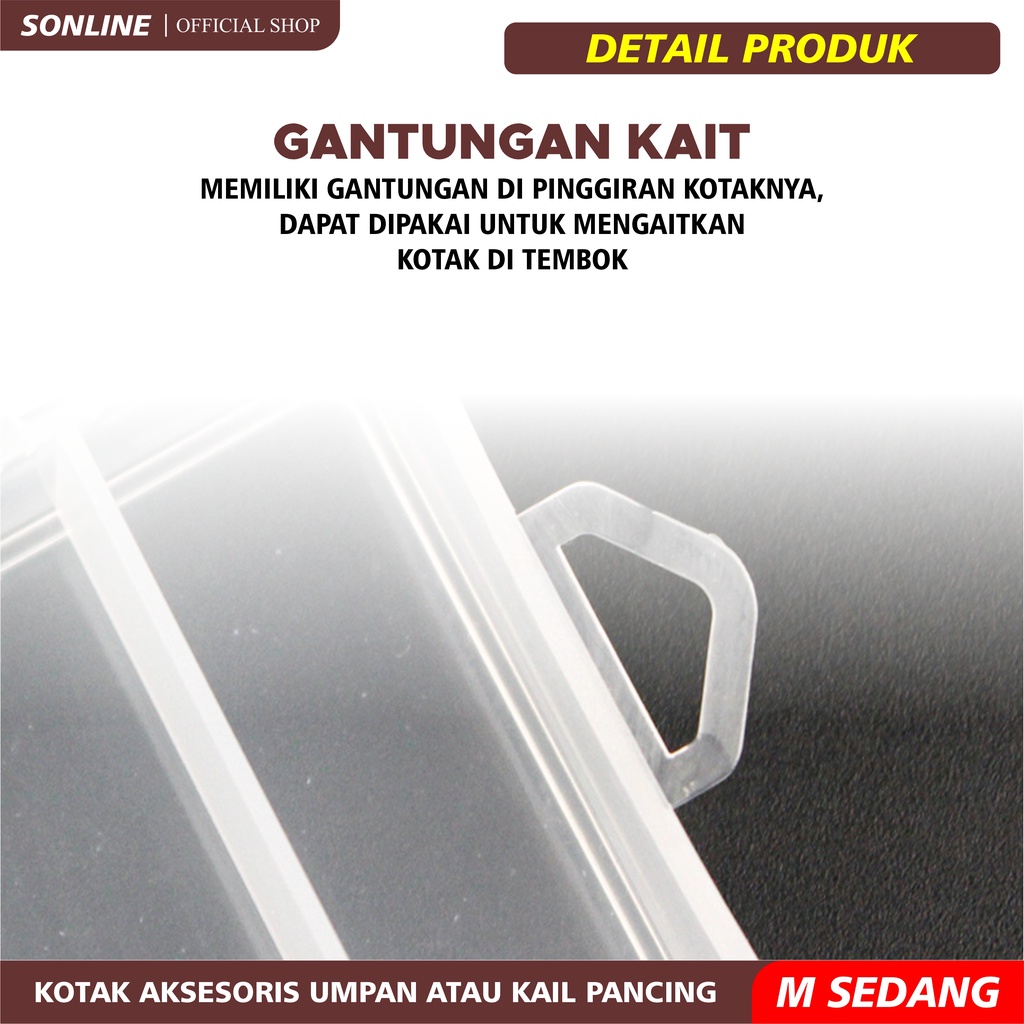 SONLINE Kotak Penyimpanan Umpan Pancing Tahan Air Multiple Specifications Lure Box Kotak Pancing Kail Kotak Umpan Box Lure Wadah Pancing Aksesoris Pancing Ukuran Sedang/Medium