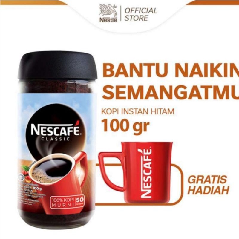 Nescafe Classic Jar 100 g + Free 1 Pcs Mug Canik Nescafe / Kopi Nescafe Bahan Dalgona 100g Termurah