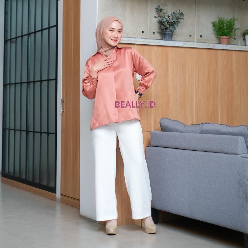 Blouse Kerah Kara V-Neck Satin