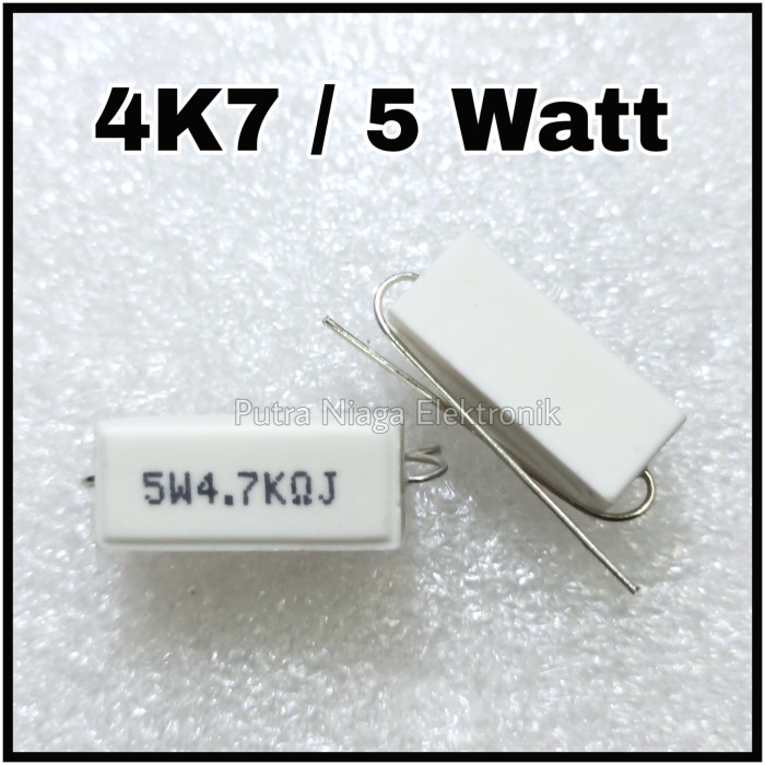 Resistor 4.7K ohm 5 watt 4K7 5W keramik / kapur / cemen 4,7K 5watt putr4n14