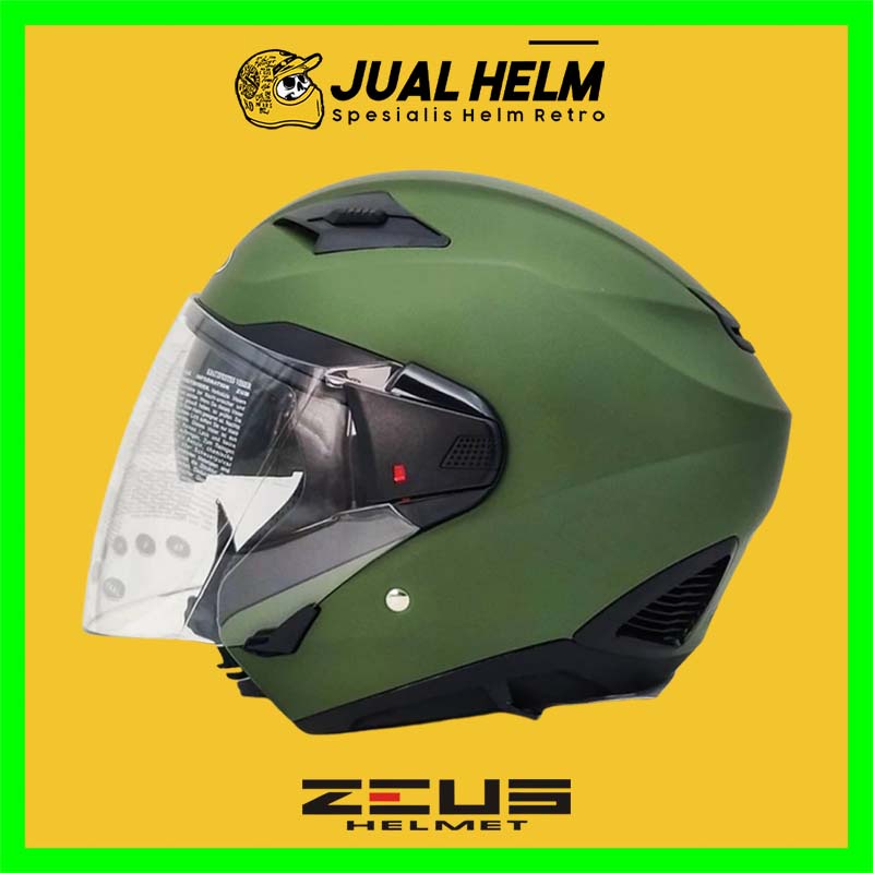 Helm Zeus ZS611 Solid Green Doff | Zeus ZS 611 Double Visor