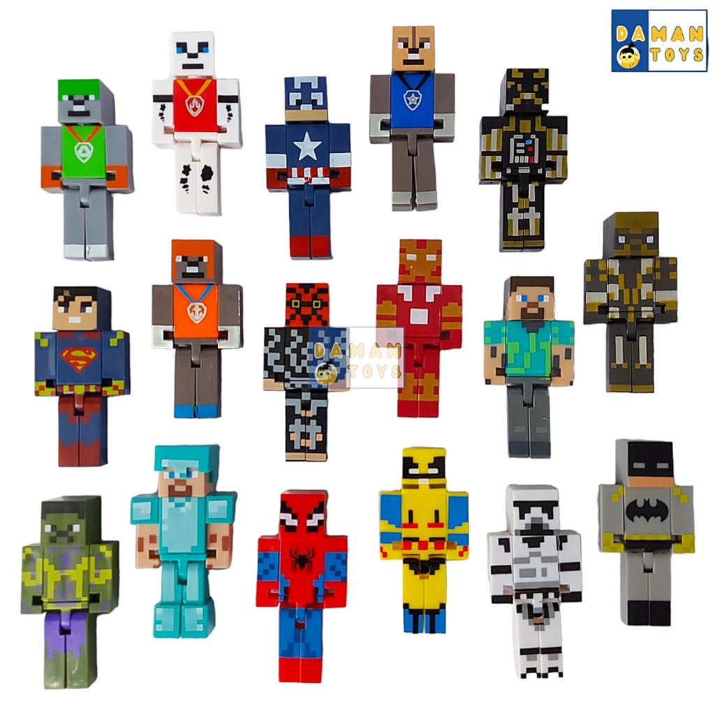 Pajangan Figure Minecraft.Enderman Zombie Alex Steve Miniatur Mine craft minicraft