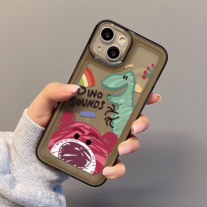 IPHONE Casing Ponsel Lembut Dinosaurus Beruang Lucu Kompatibel Untuk Iphone14 13 12 11 Pro XS Max X XR 78 Plus Casing Shockproof Transparan TPU Cover