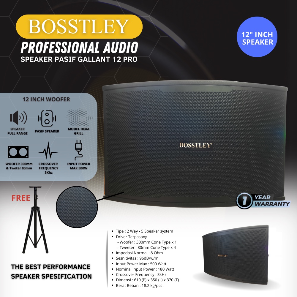 Speaker Pasif 12 inch FULL RANGE BOSSTLEY 12 Gallant Pro Original Speker Pasif Lapagan Karoke
