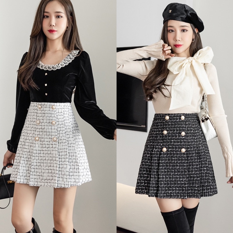 TWEED SKIRT MINI ROK PENDEK IMPORT MX623