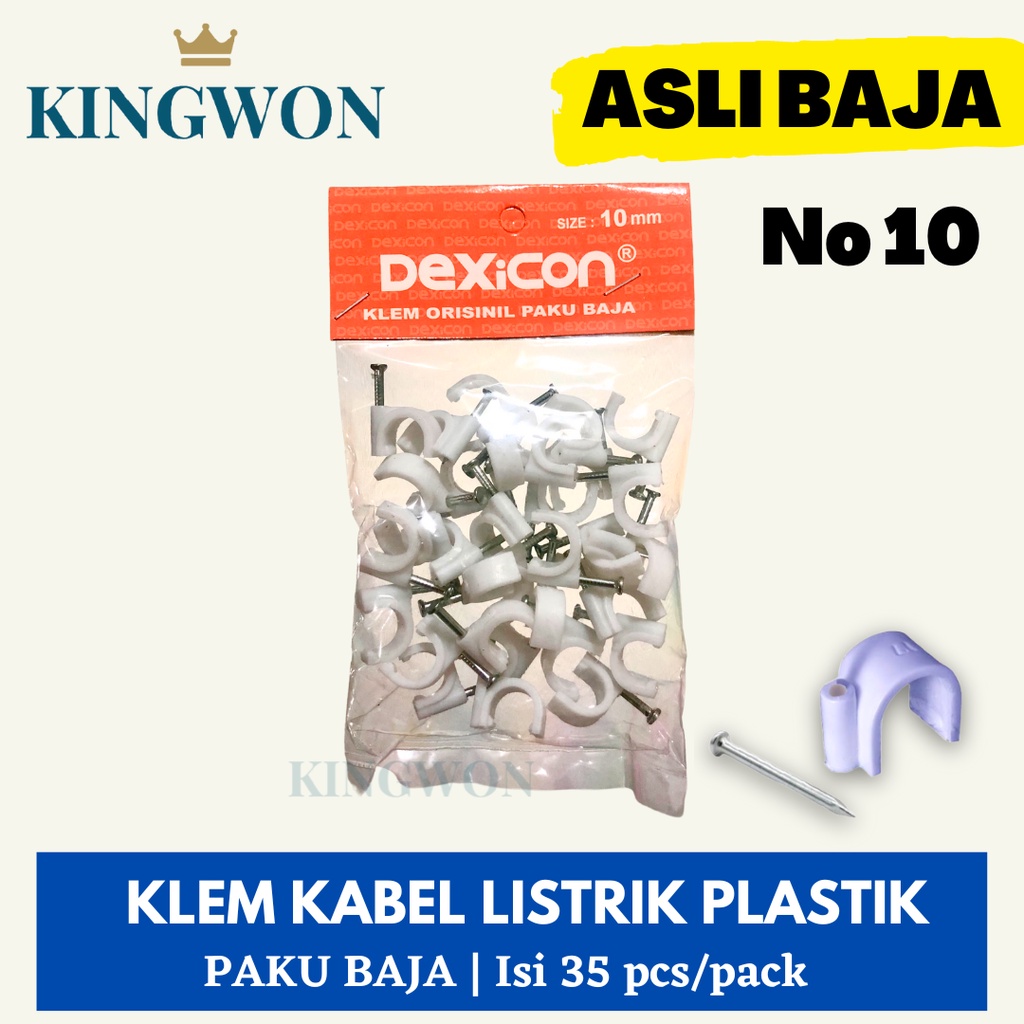 KLEM KABEL LISTRIK PLASTIK NOMER 10 MM PAKU BAJA ASLI WARNA PUTIH