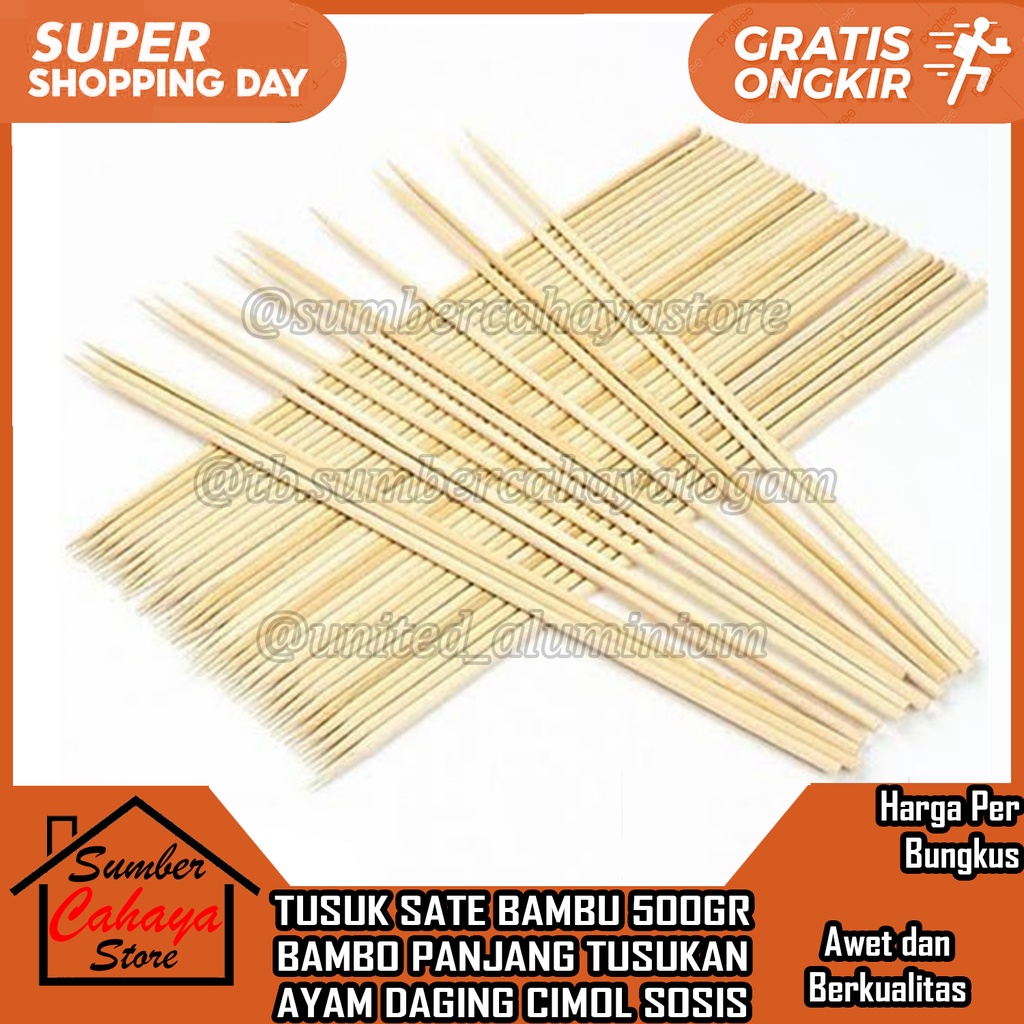 Jual Tusuk Sate Bambu 500 Gram Bambo Panjang Tusukan Ayam Daging Cimol