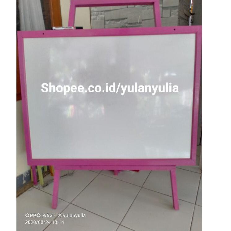 

((F-2.Q☛)) Papan Tulis 60x80 / white board ukuran besar+ standing gratis spidol+ penghapus amanah