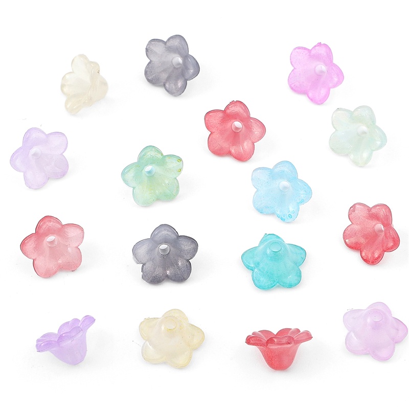 12x7mm Akrilik Warna Campur Windbell Morning Glory Flowers Beads Charms Untuk DIY Anting Gelang Gantungan Kunci Kerajinan Membuat Perhiasan