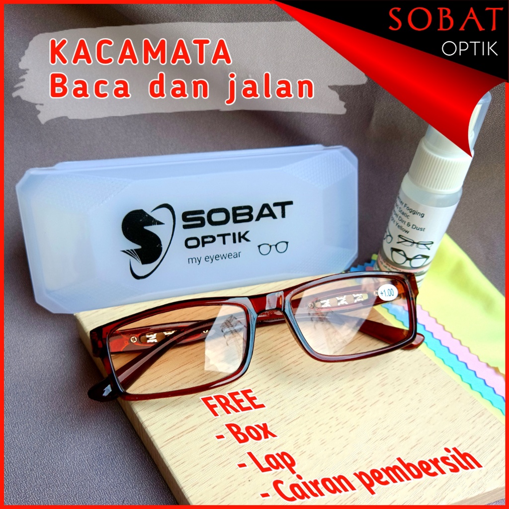 Kacamata plus baca dan jalan double fokus warna gradien