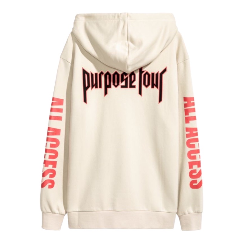 ( 8.8 ) Hoodie H&amp;M Unisex Sablon Staff Purpose Tour Black dan Cream, Flecee Lembut Tebal, Free Papperbag