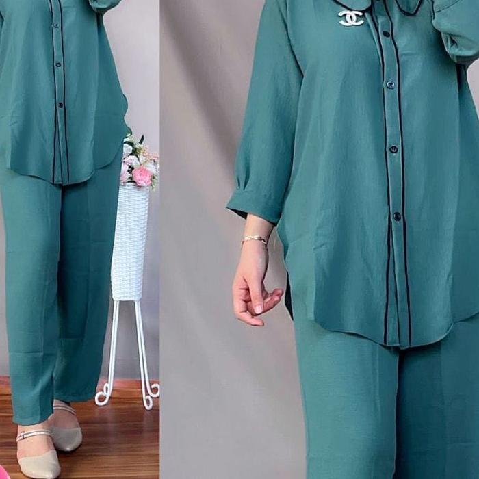 Quality Control✅GIGA SET || SETELAN CRINKLE LD 110 POLOS GIGA LIST HITAM || ONE SET POLOS || SET CRI