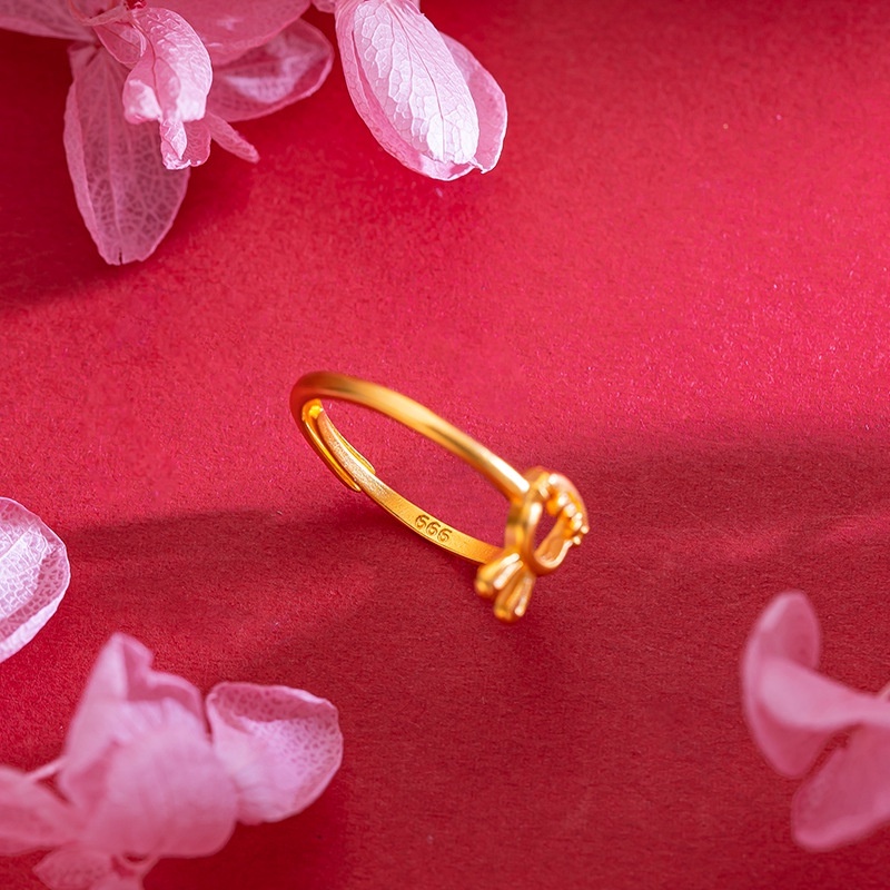 Goldkingdom Perhiasan Fashion Emas Asli Kadar 375 Bangkok Aksesoris Ready Stock Lembut Manis Adik Kelinci Anak Cincin Segar Dan Indah Berongga Zodiak Kelinci Cincin