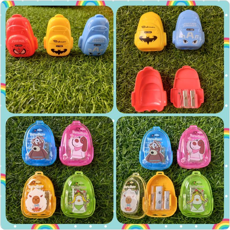 

Rautan super hero tas ransel, animal (1 pcs) / Serutan pensil super hero, animal bentuk tas ransel / Serutan 2 lubang
