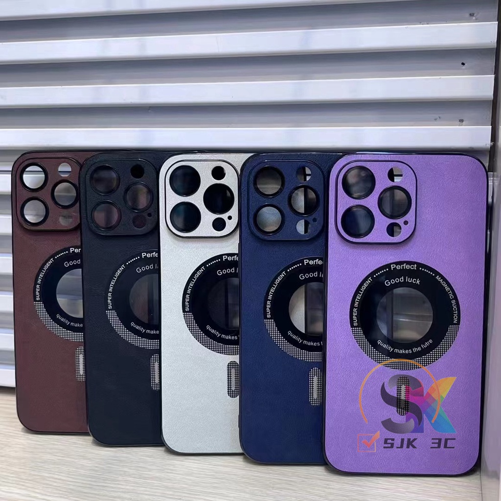 Casing magnet Kulit Mewah Untuk iPhone12 13 14 Pro Max Dengan film Pelindung Lensa13 Pro Max Canggih matte anti-Sidik Jari hard shell Perlindungan anti Jatuh