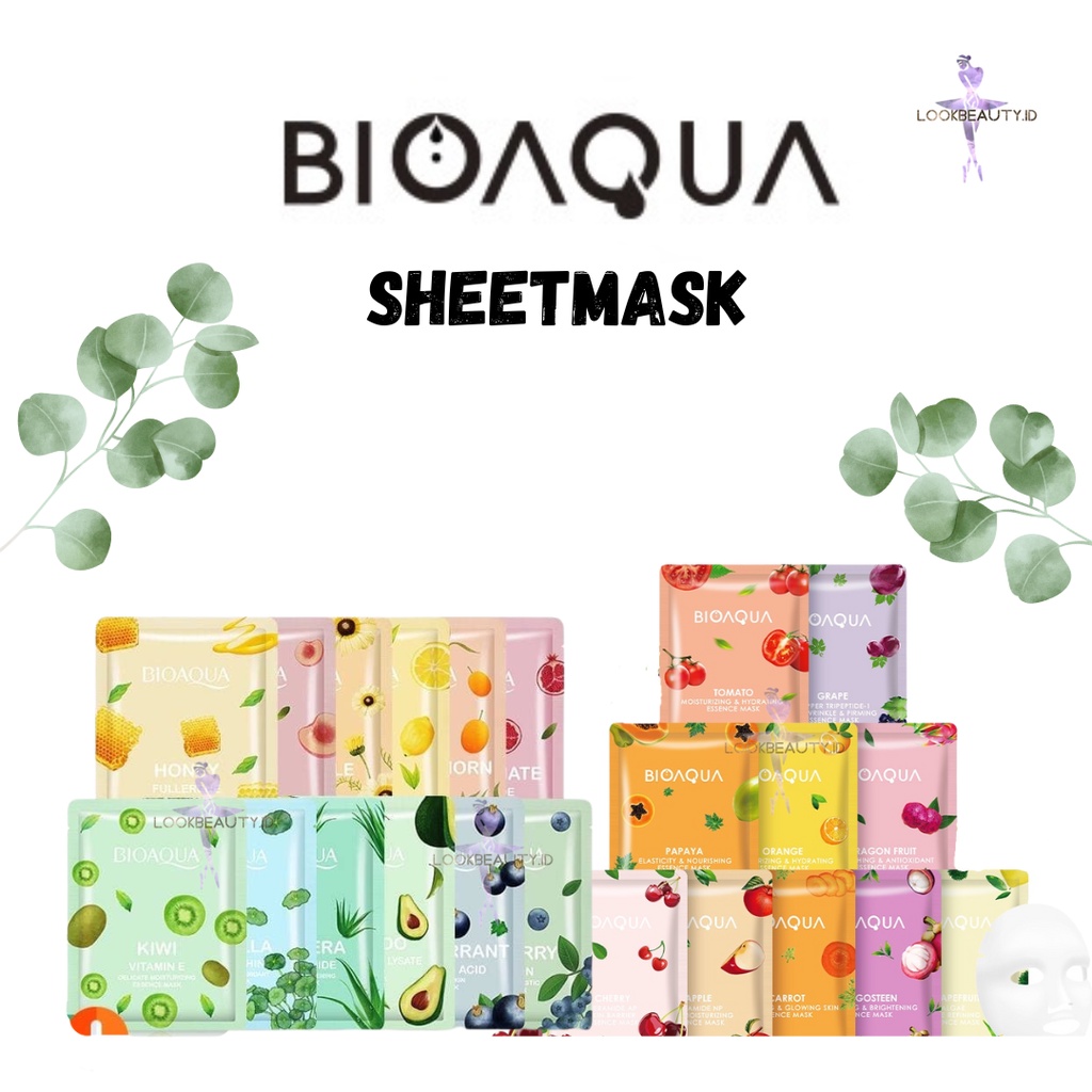 BIOAQUA sheet mask Hydrating Essence Brightening Moisturizing skin care anti aging Face Mask | VEGETABLE&amp; FRUIT &amp; &amp; CEREAL RED BEAN RICE MILK OAT CORN SOYBEN  SHEET MASK | Sheet Mask Masker Wajah Biji Buah Face Mask | Masker Wajah Nourish Sheetmask - BPOM