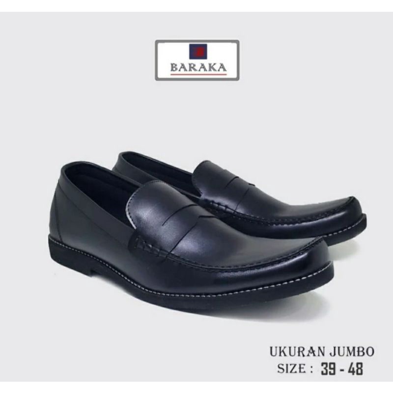 Bisa COD / Sepatu Oxford Pria Big Size 44-48 Pantofel Loafers Kulit Asli Ngantor PNS Hitam Ukuran JUMBO, 47