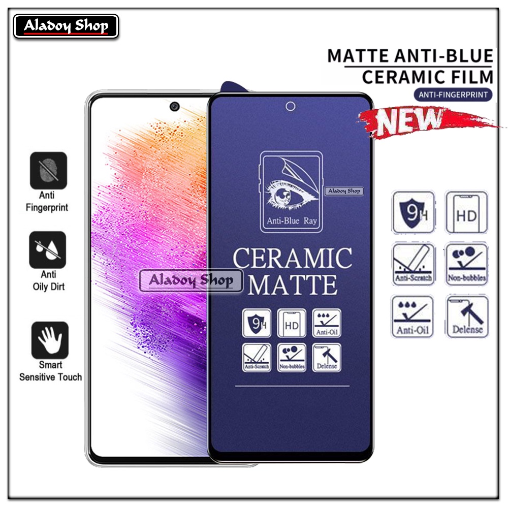 PAKET 3IN1 Anti Gores Blue Matte Anti Glare Samsung M73 5G + Tempered Glass Camera dan Skin Carbon