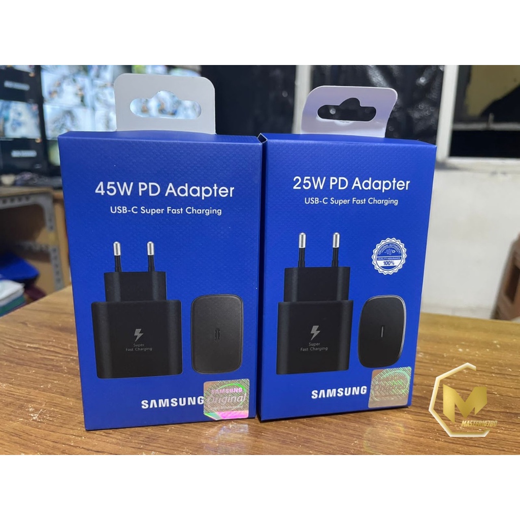 Adaptor Kepala batok Charger Casan Samsung Galaxy A33 A53 A73 5G a32 A52 a72 A52S note 10 note 20 S21 S21+ S21 ultra s22 s22ultra z flip 3 z fold 4 25W &amp; 45W Original USB C TO C Super Fast Charging MA3730