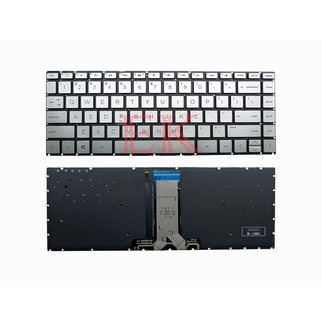 Keyboard Laptop HP 14S-CF 14S-DK Series Silver BACKLIGHT