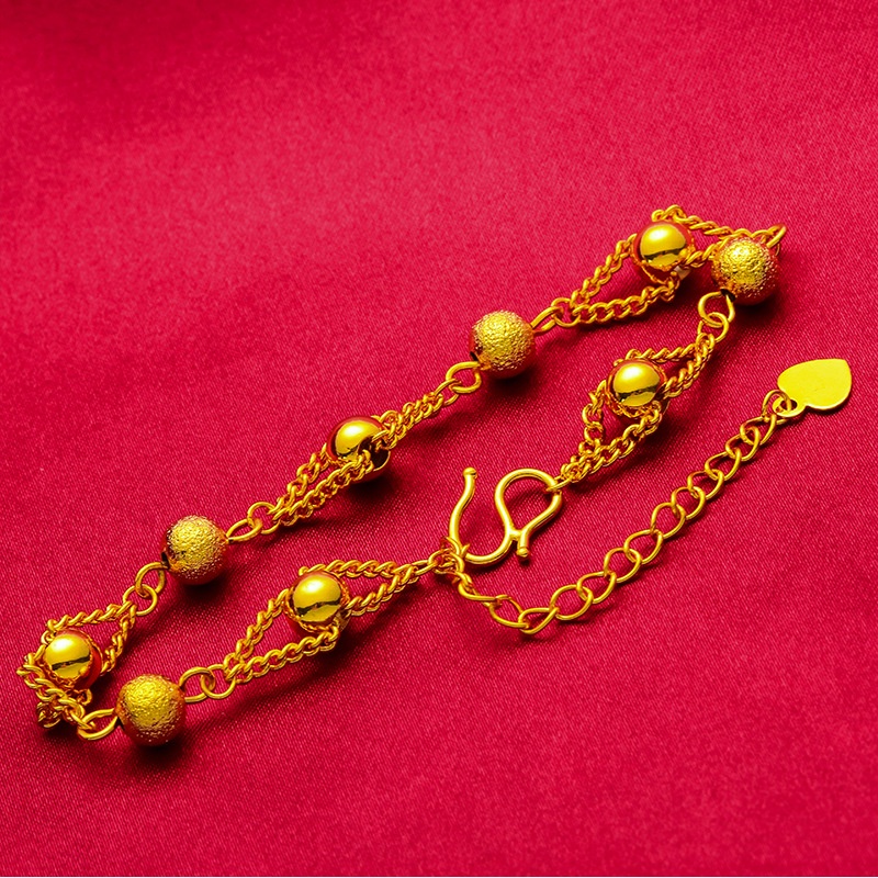 Goldkingdom Perhiasan Fashion Emas Asli Kadar 375Bangkok Aksesoris Ready Stock Gelang Manik Transshipment Wanita Baru Dengan Passepartout Berlapis Emas