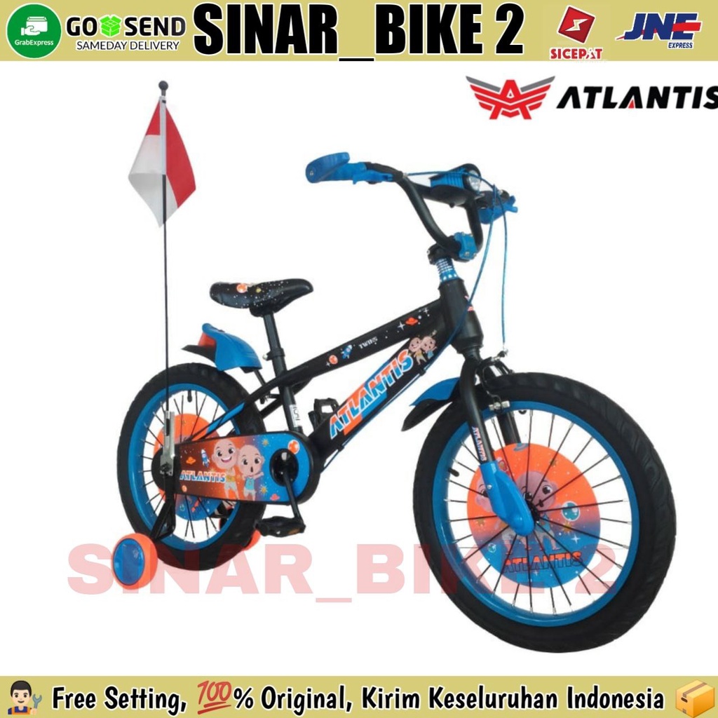 Sepeda Anak Laki 12 &amp; 18 Bmx Atlantis Twins Ban Jumbo Usia 2-10 Tahun