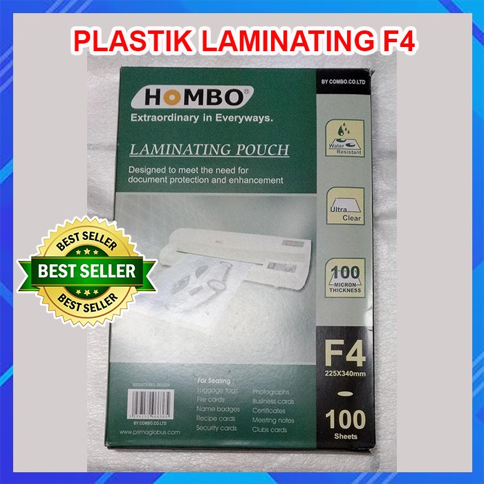 

LAMINATING POUCH FILM UKURAN F4 MERK HOMBO / PLASTIK LAMINATING