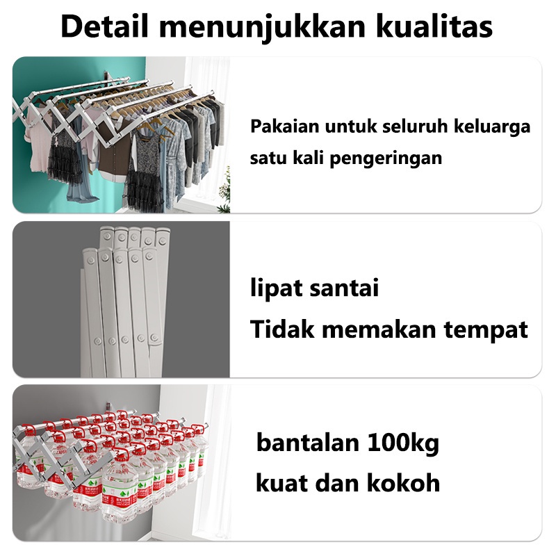 jemuran Baju Dinding Stainless Steel Pakaian Single Jemuran  Lipat Stainless Steel Rak Jemuran80 100 120 150