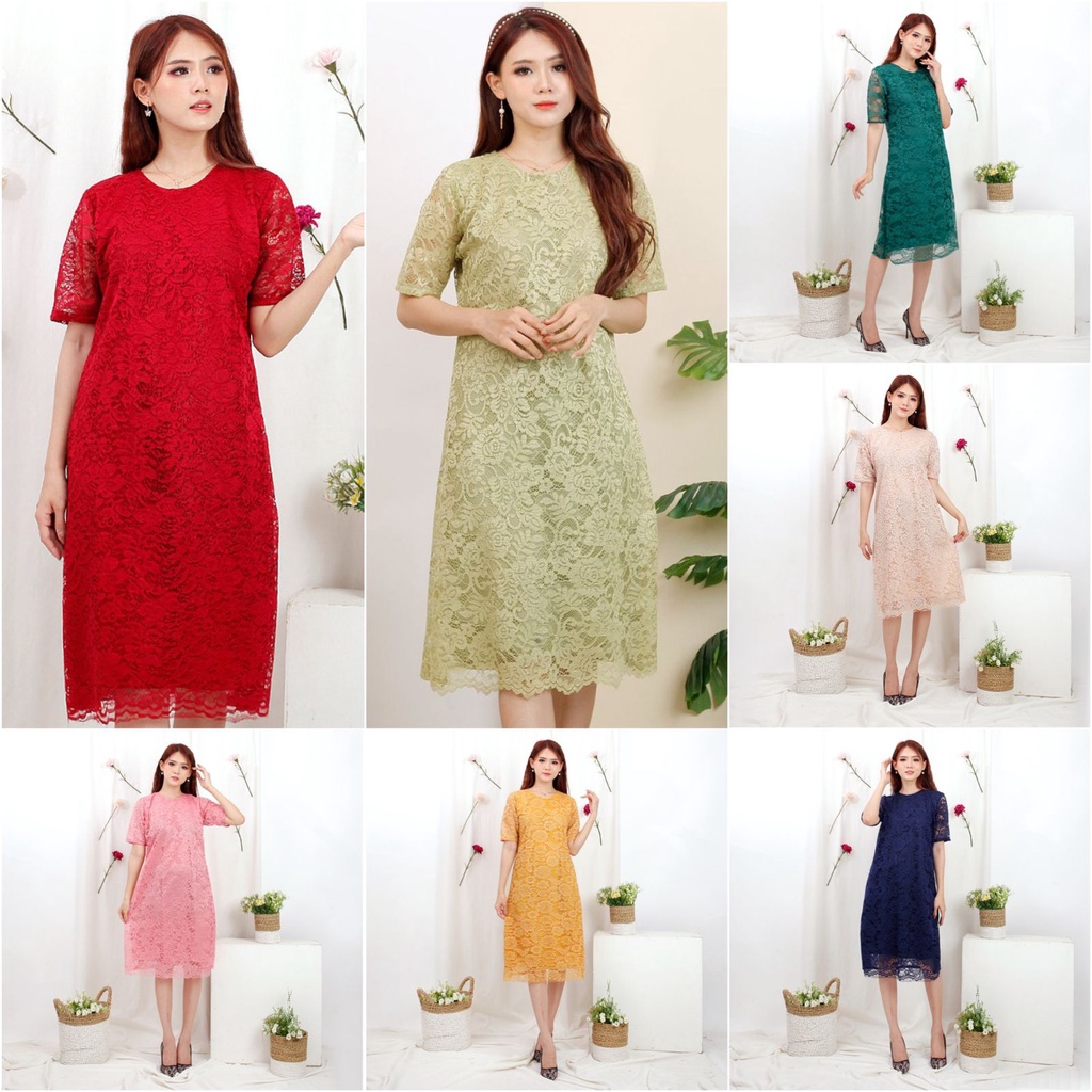 (DIJAMIN REAL PIC) DRESS BRUKAT ALLSIZE CORNELY/ DRESS PESTA / DRESS PREMIUM / DRESS KONDANGAN / DRES BROKAT