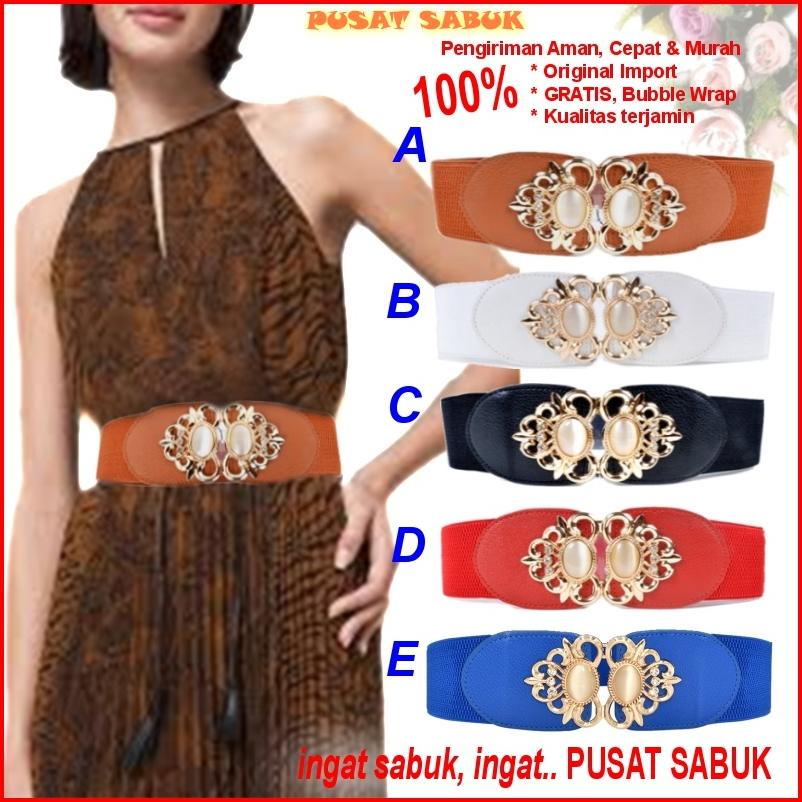 (Ready COD) Belt Sabuk Wanita Obi Karet Ikat Pinggang Fashion Gesper Cewek Korea Oby Impor Besar Jum