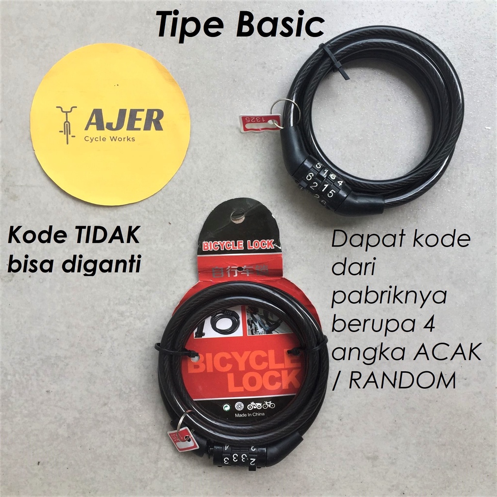 Gembok kunci rantai Sepeda / motor 4 angka digit pengaman helm kode