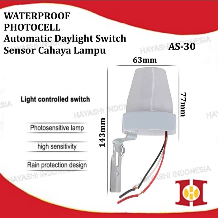 Saklar Sensor Cahaya Lampu Jalan Otomatis Anti Air Outdoor 220V 10A