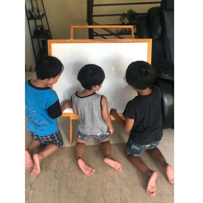 

[W-H4H-➸] Papan Tulis 60x80 / white board ukuran besar+ standing gratis spidol+ penghapus_langsung kirim