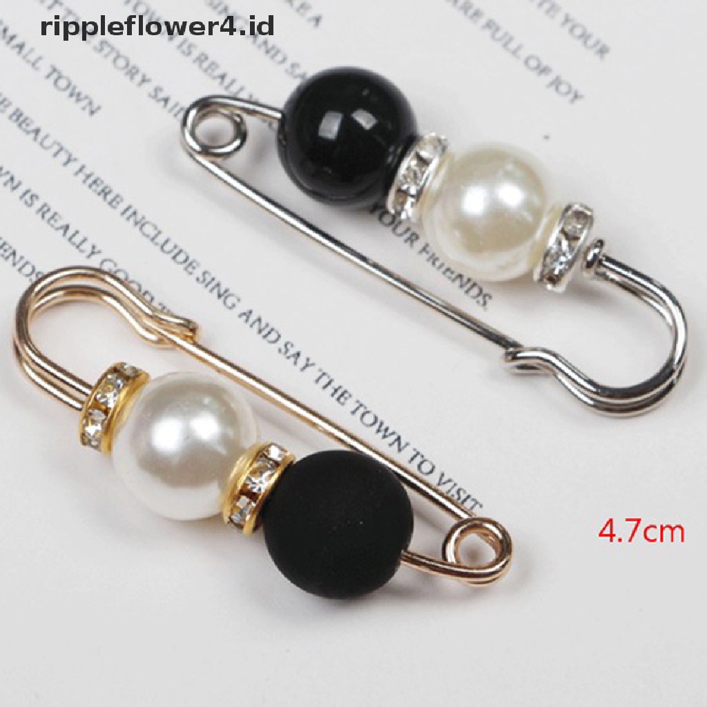 {rippleflower4.id} Multi-warna Pin Simulasi Mutiara Berlian Imitasi Bros Logam Pin Gesper Untuk Wanita~