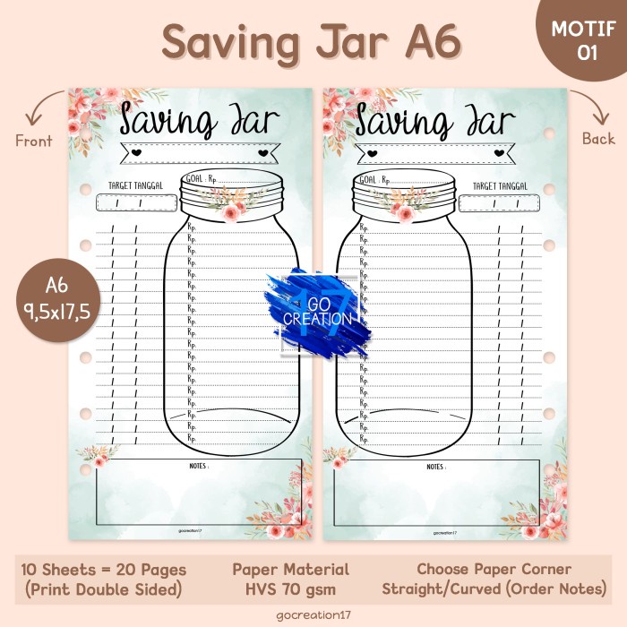 

ISI BINDER SAVING JAR / SAVING PLANNER A6 (6 RING)