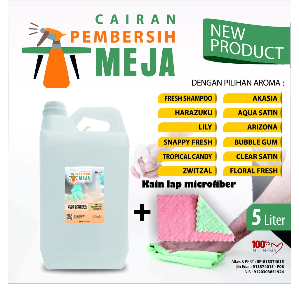 Cairan Pembersih Meja Antiseptic Anti Amis Aroma Wangi Segar Kmasan 5 Liter + Bubble Wrap