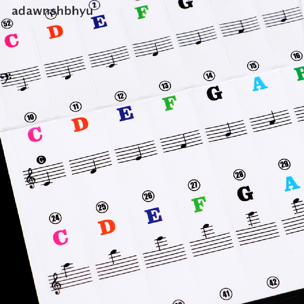 Adawnshbhyu Stiker Keyboard Piano Transparan 54/61kunci Keyboard Elektronik Piano Sticker ID