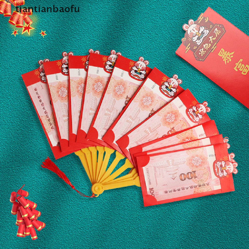[tiantianbaofu] Kreatif Bentuk Kipas Amplop Merah Kelinci Tahun Amplop Merah Tassle Kipas2023Hadiah Butik