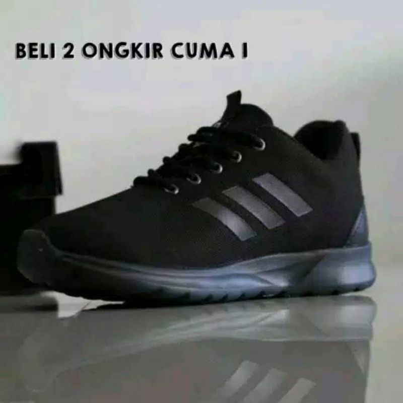 SEPATU PRIA FULL BLACK QUESTERIDE TERLARIS /// SEPATU HITAM POLOS / SEPATU SNEAKERS