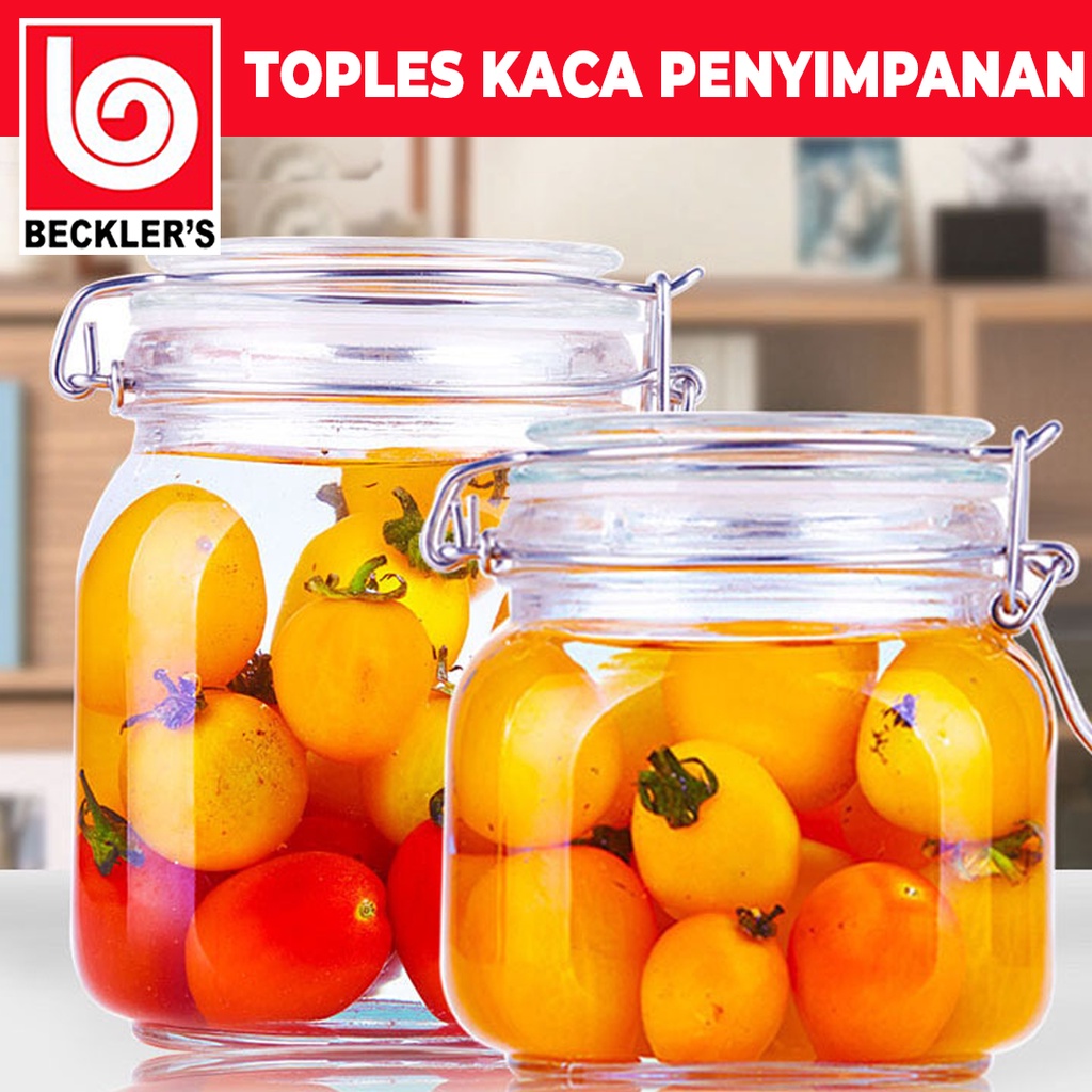 Toples Kaca Kedap Udara Toples Makanan Bening Hermatico / Toples Makanan Kaca Bening Serbaguna Jar 500ml, 750ml ,1000ml