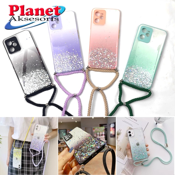 Soft Case Tali Sling Realme C35 Case Candy Macaron Gliter Blink Star Tali Lanyard Softcase c 35