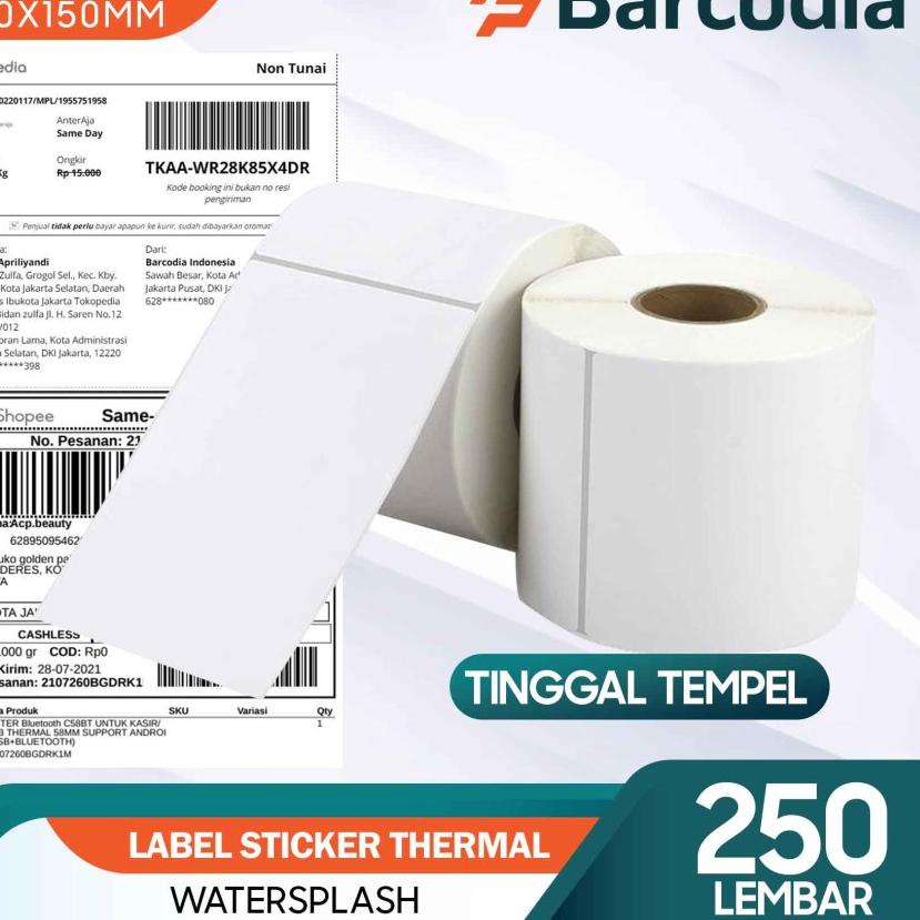 

ン Kertas Label Bare STIKER Thermal 100 x 150 mm - ISI 250PCS Terlaris!