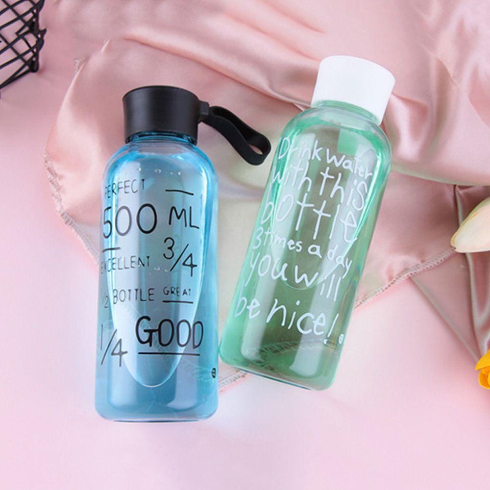 Top 600ML Botol Air Minum Wanita Pria Kettle Transparan Anti Bocor