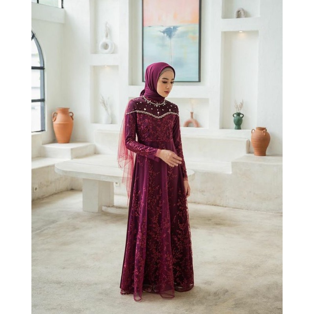 Namira Dress by Akita.id | Burgundy | Dress Tunangan | Dress Kondangan