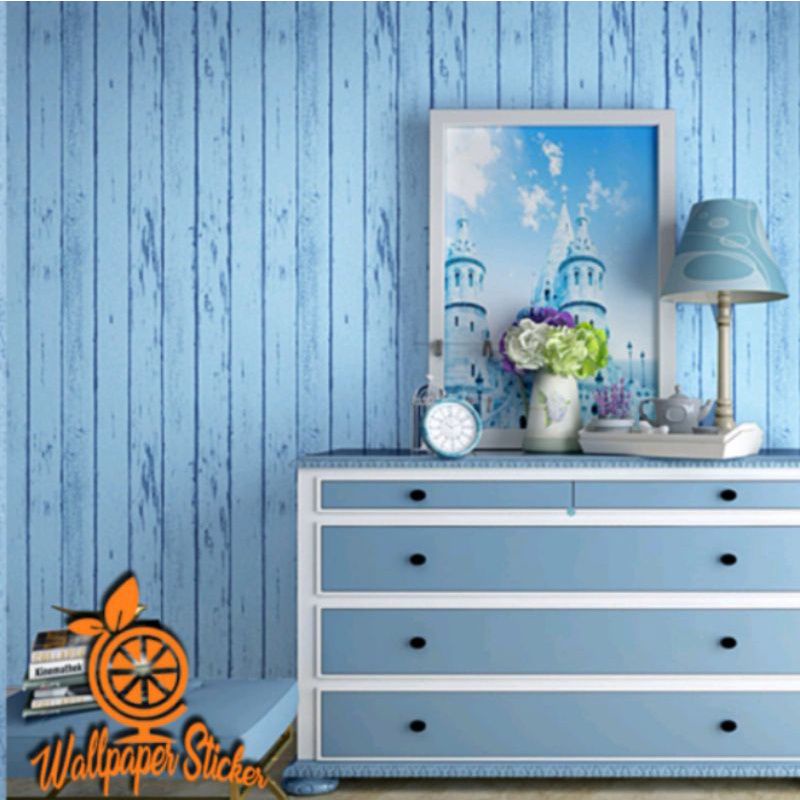 Wallpaper Kamar Anak (Bisa Cod & Instant) Wallpaper Biru Wallpaper Dinding Kamar Anak Wallpaper