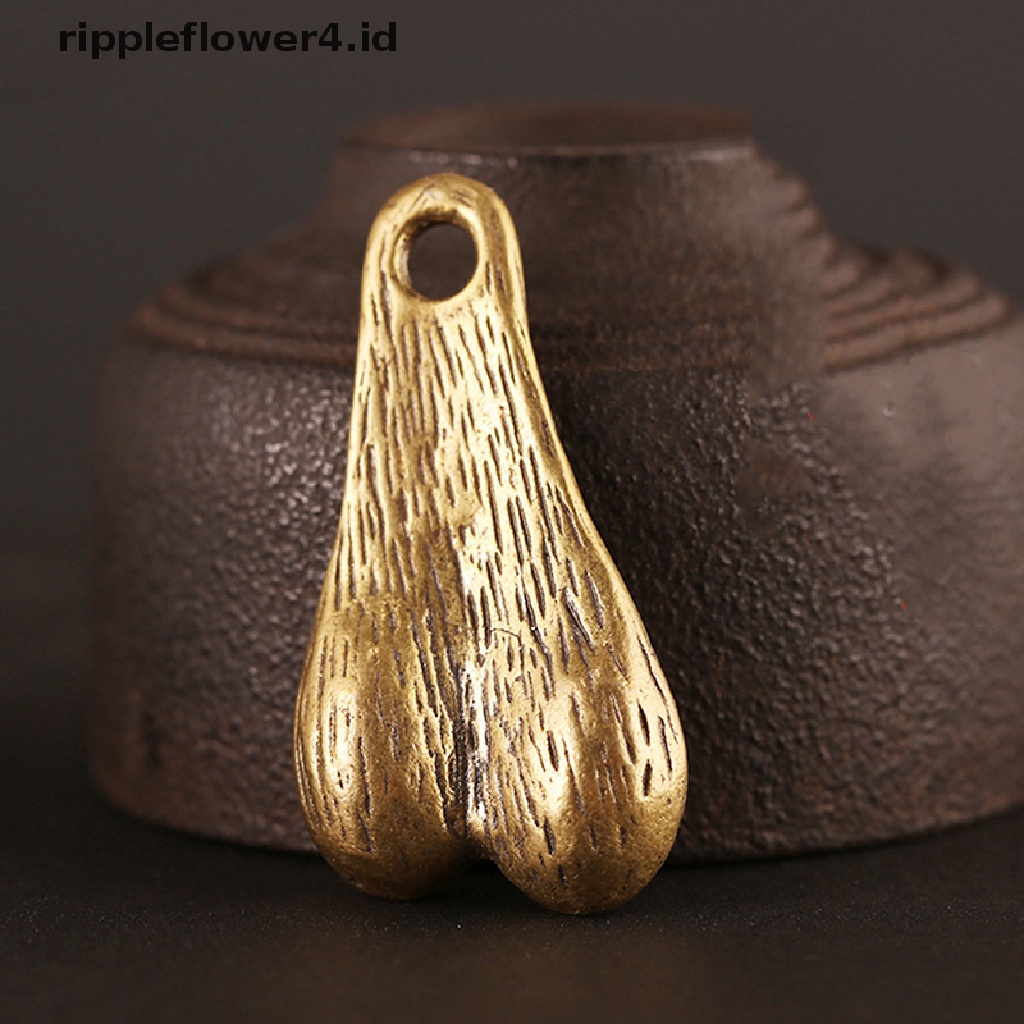 {rippleflower4.id} Liontin Pria Testicles Kuningan Padat Untuk Gantungan Kunci Trendy Balls Keyring~